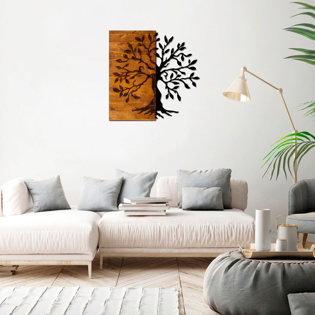 Decoratiune de perete, Agac, Dimensiune: 58 x 58 cm, Nuc / Negru - imagine 6